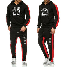 Load image into Gallery viewer, Ropa de marca, chándal de moda para hombres, traje deportivo Casual para hombres, sudaderas con capucha, ropa deportiva JORDAN 23, abrigo + pantalón conjunto para hombre