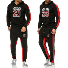 Load image into Gallery viewer, Ropa de marca, chándal de moda para hombres, traje deportivo Casual para hombres, sudaderas con capucha, ropa deportiva JORDAN 23, abrigo + pantalón conjunto para hombre
