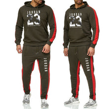 Load image into Gallery viewer, Ropa de marca, chándal de moda para hombres, traje deportivo Casual para hombres, sudaderas con capucha, ropa deportiva JORDAN 23, abrigo + pantalón conjunto para hombre
